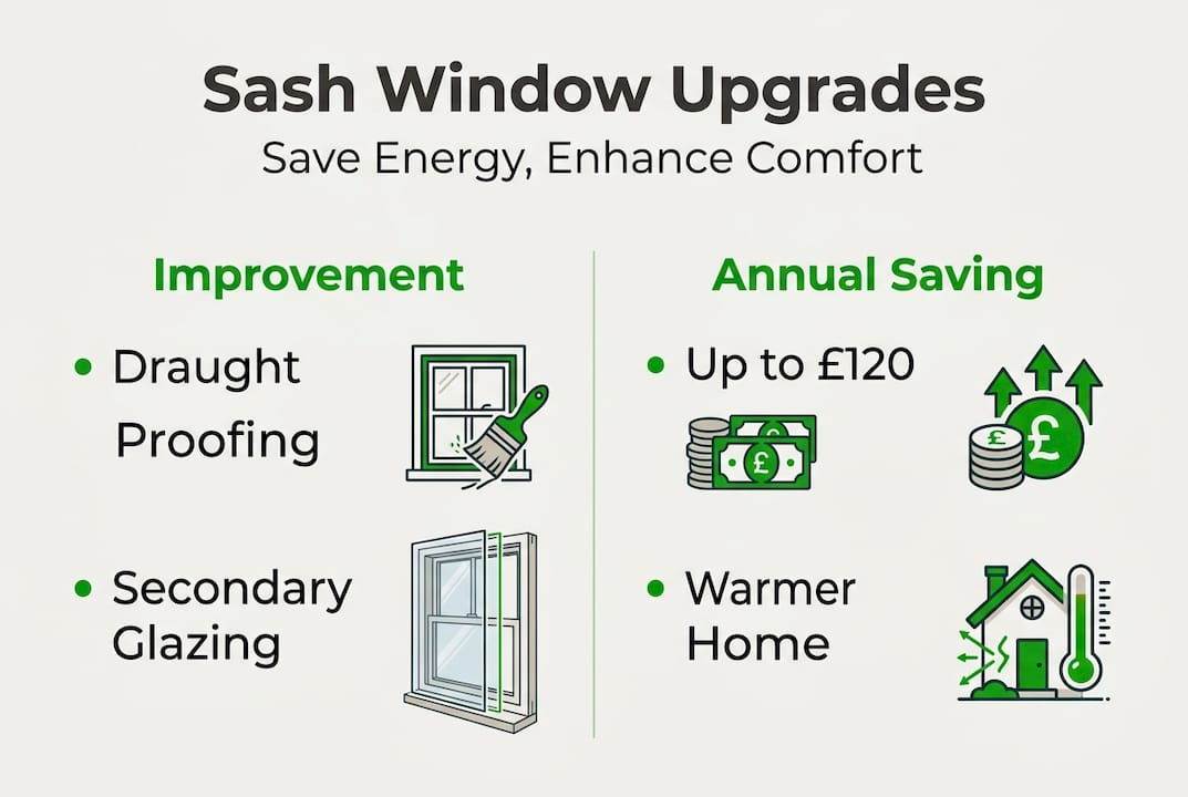 Infographic on sash window energy savings and upgrades