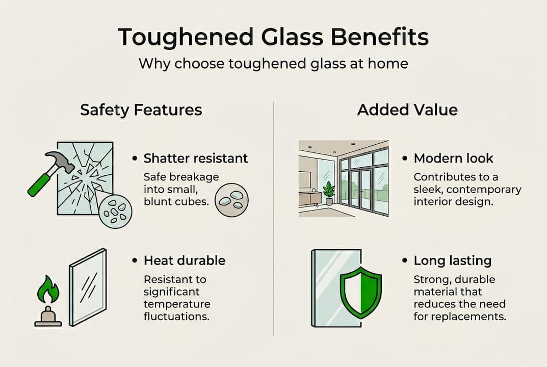 Infographic of toughened glass safety and value benefits