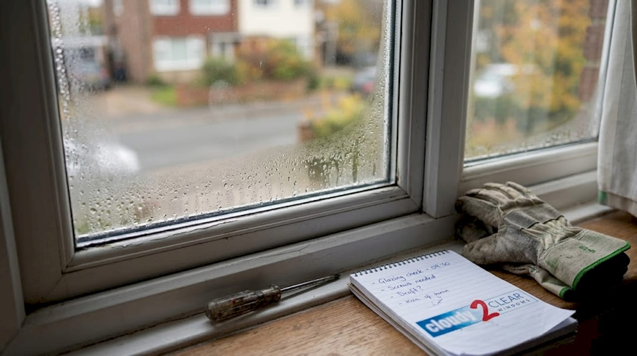 Window with condensation and repair tools