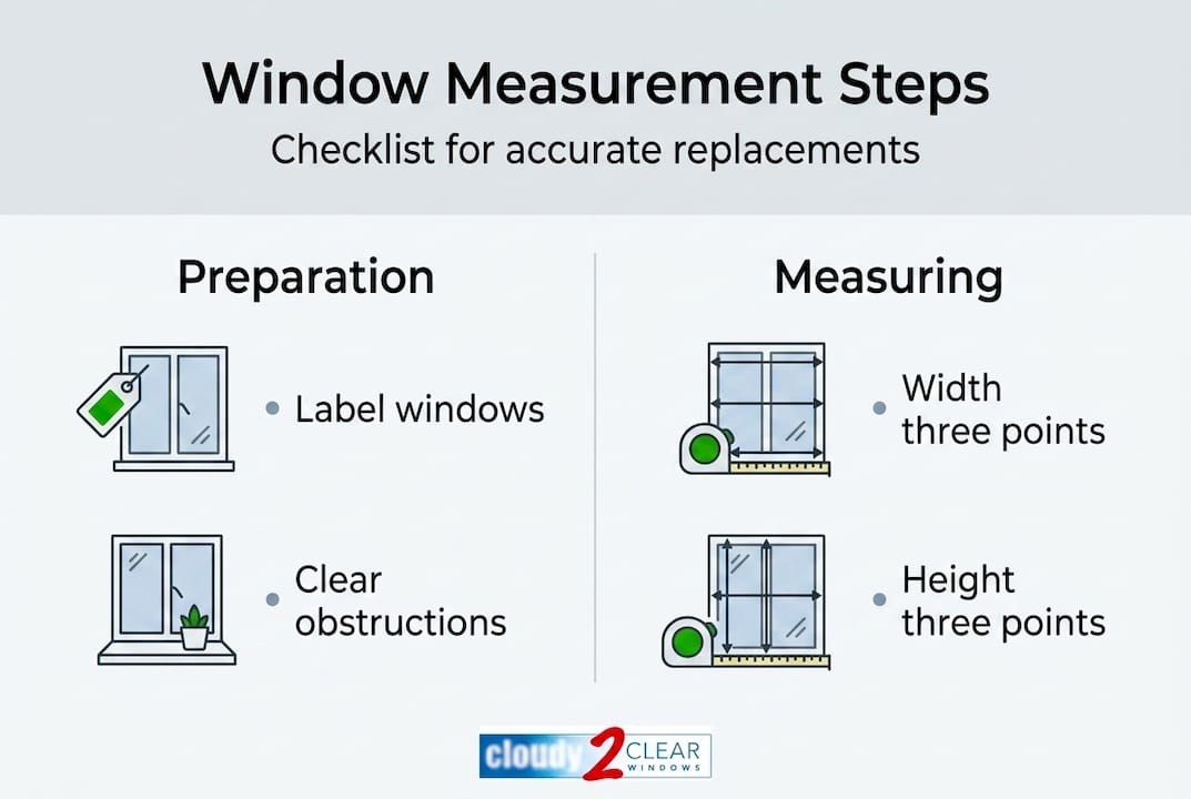 Infographic showing steps for measuring windows