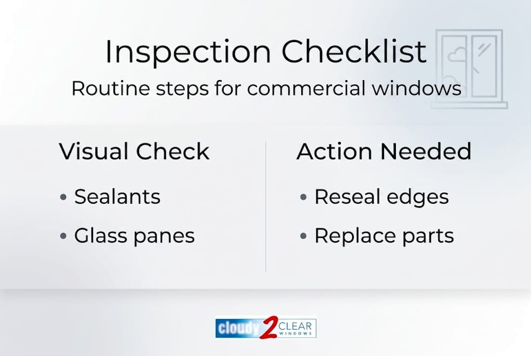 Infographic with steps for commercial window inspection