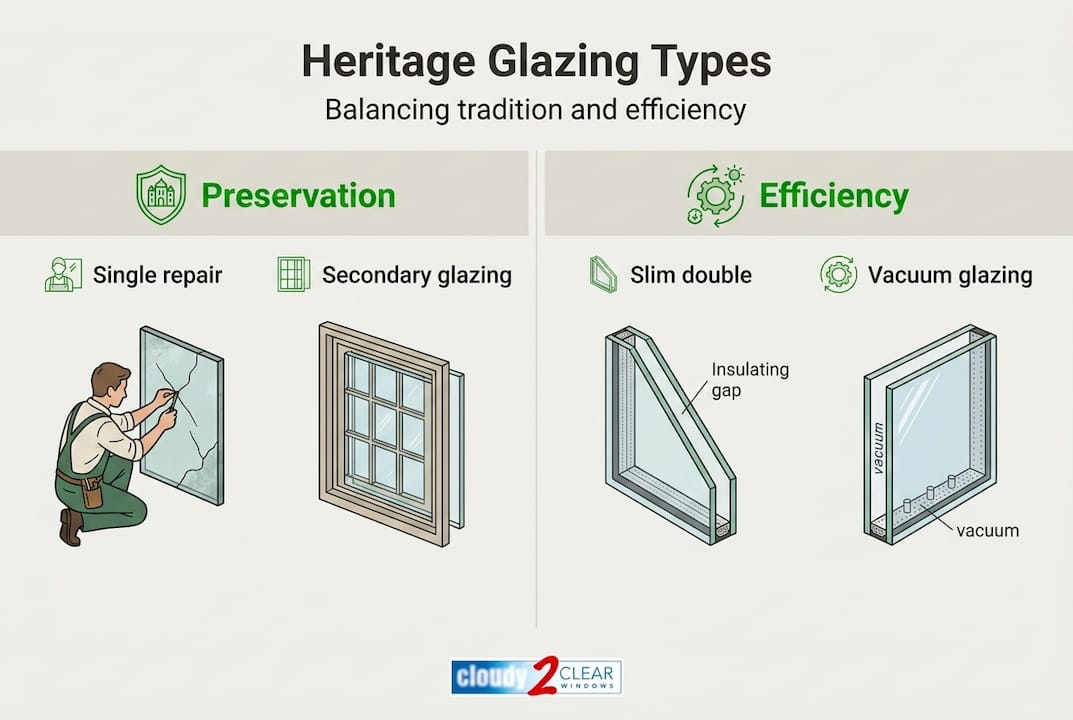 Infographic heritage glazing types and benefits