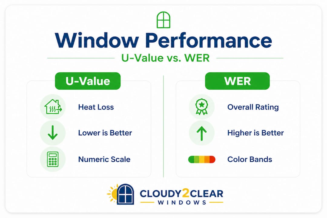 Infographic comparing U-Value and WER window ratings
