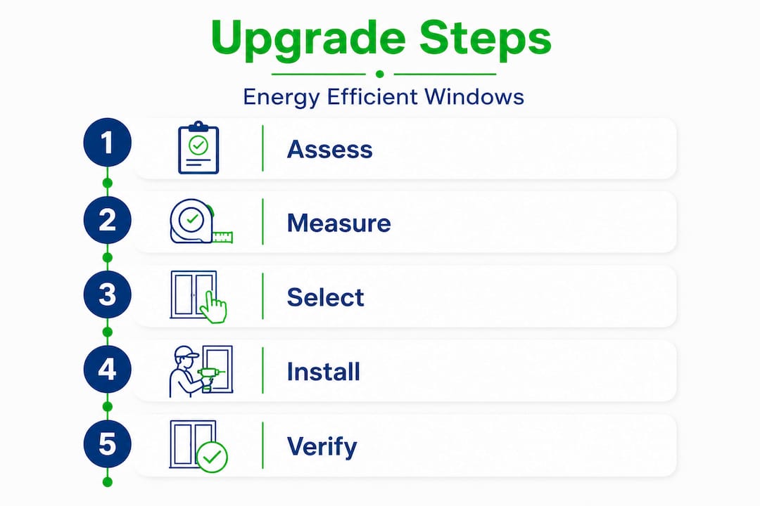 Infographic showing window upgrade steps