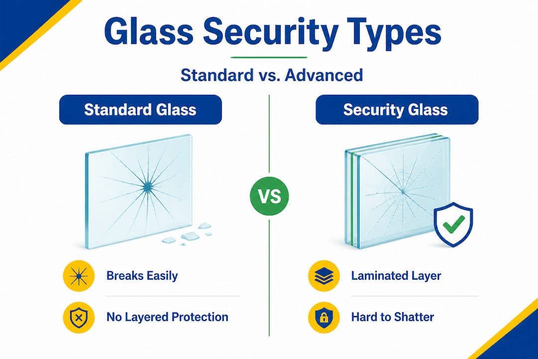 Infographic comparing standard and security glass types