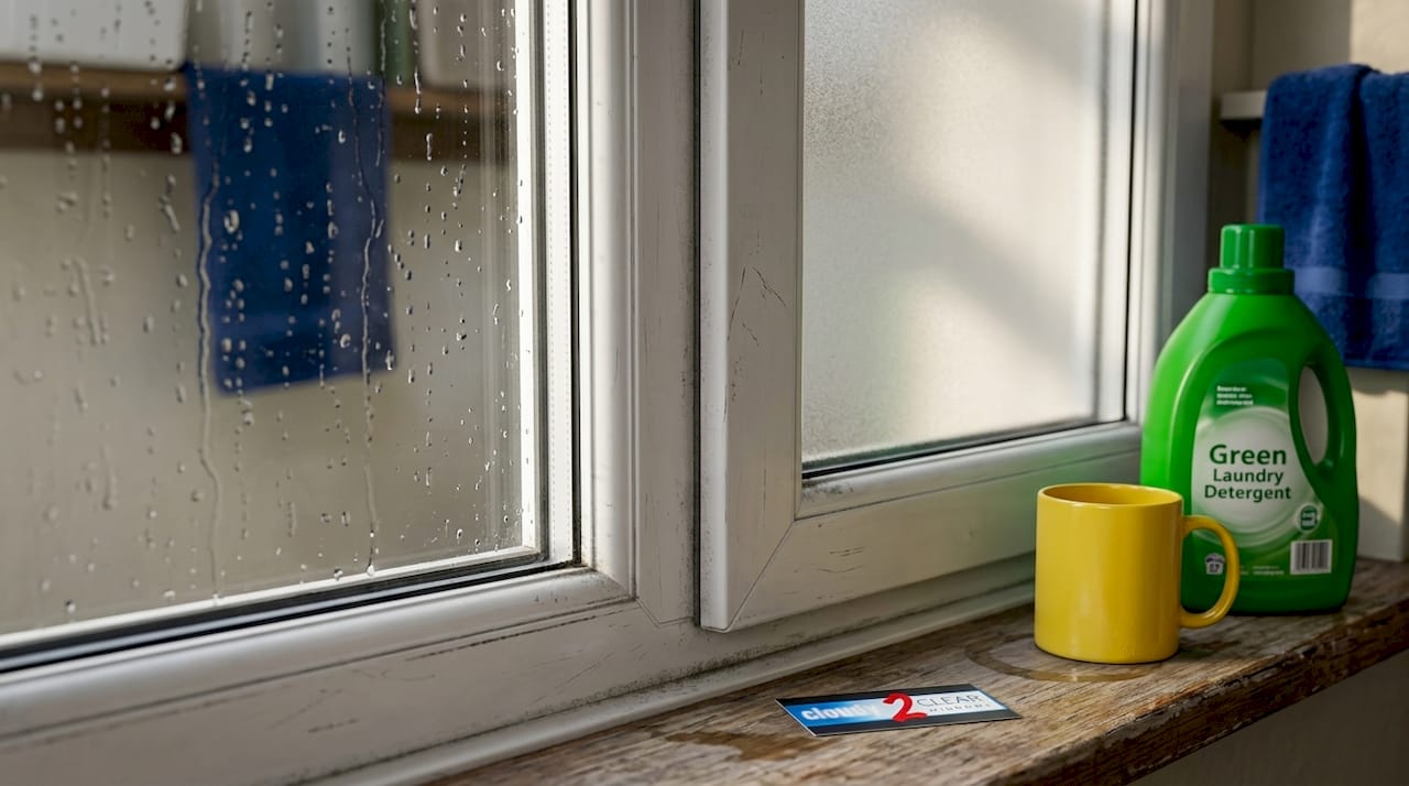 Closeup of window frame and weather seals