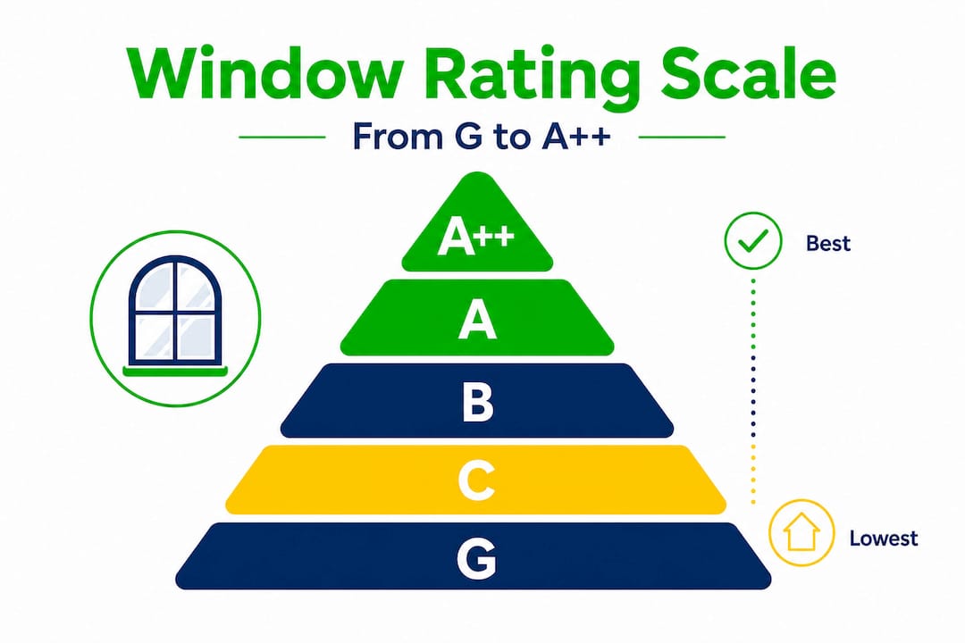 Pyramid infographic of UK window ratings