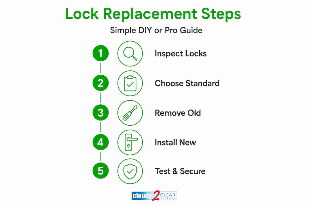 Infographic of window lock replacement steps