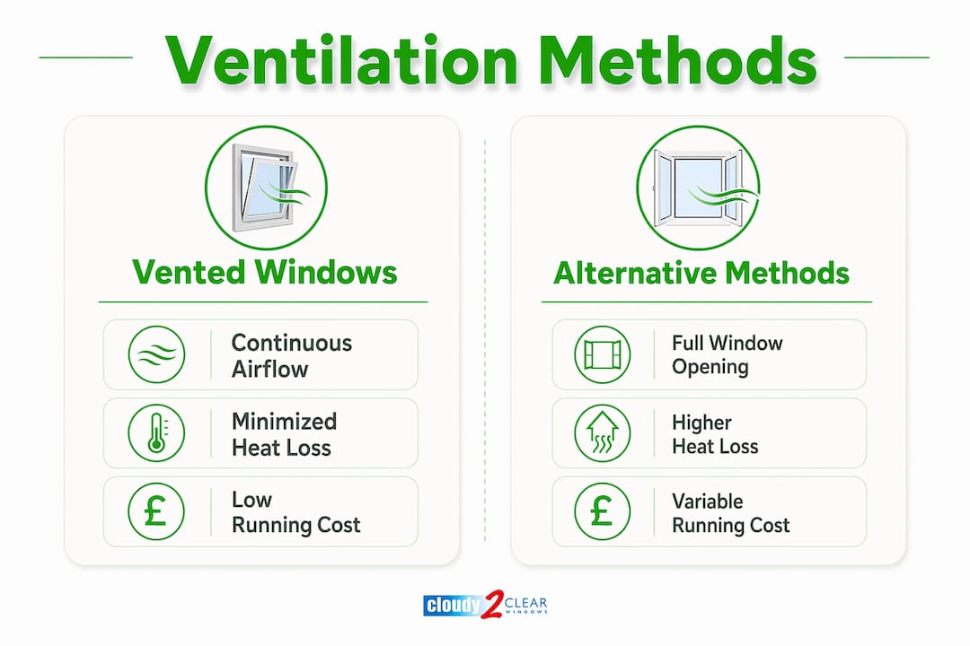 Infographic comparing vented windows and other ventilation methods