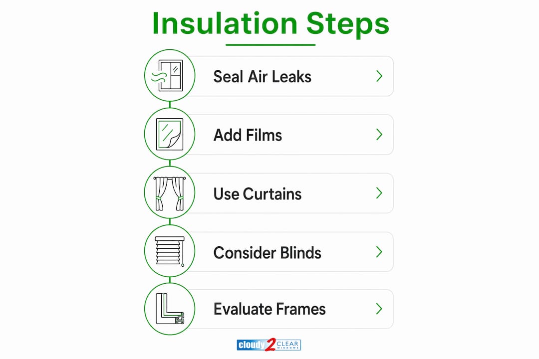 Infographic showing window insulation improvement steps