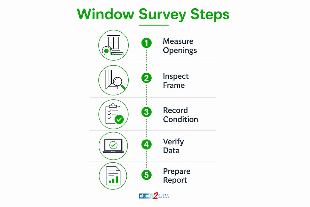 Infographic illustrating window survey process steps