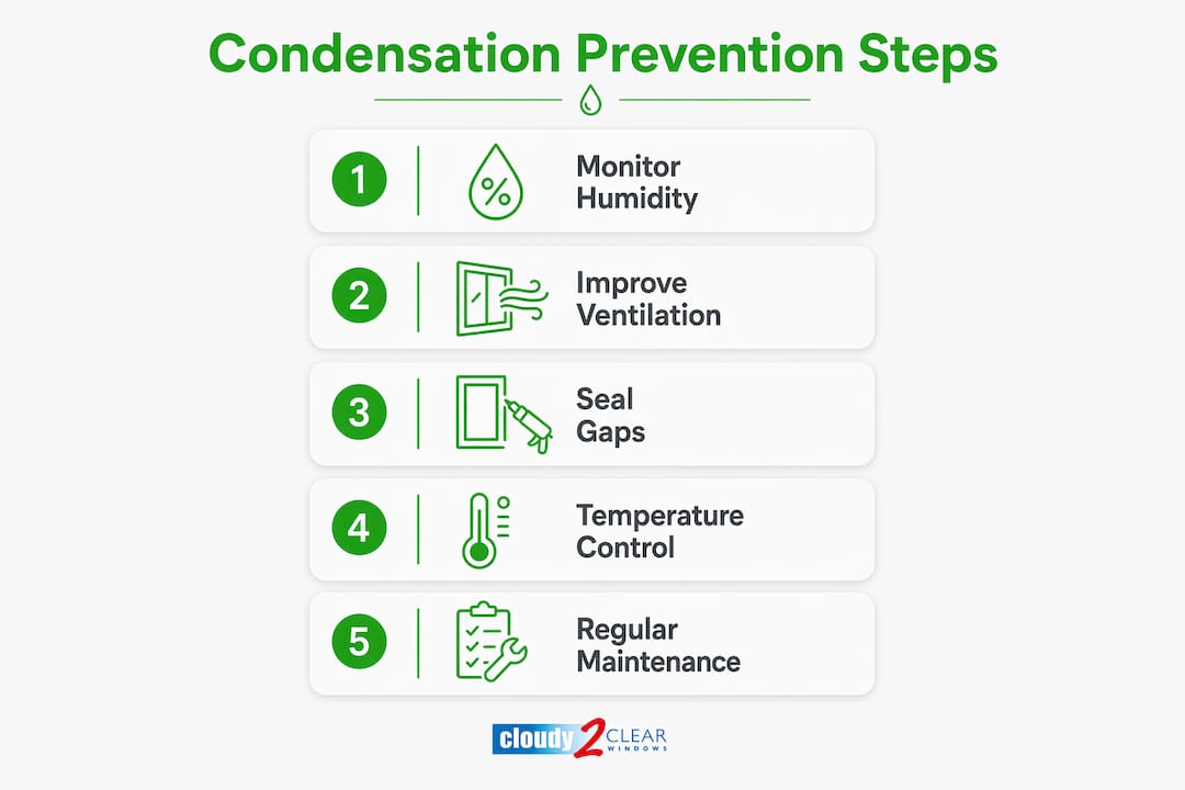 Infographic displaying condensation prevention steps