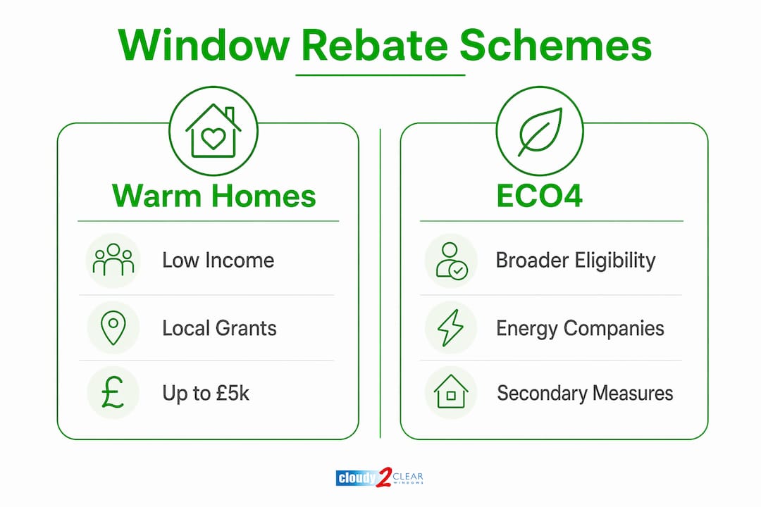 Infographic comparing UK window rebate schemes