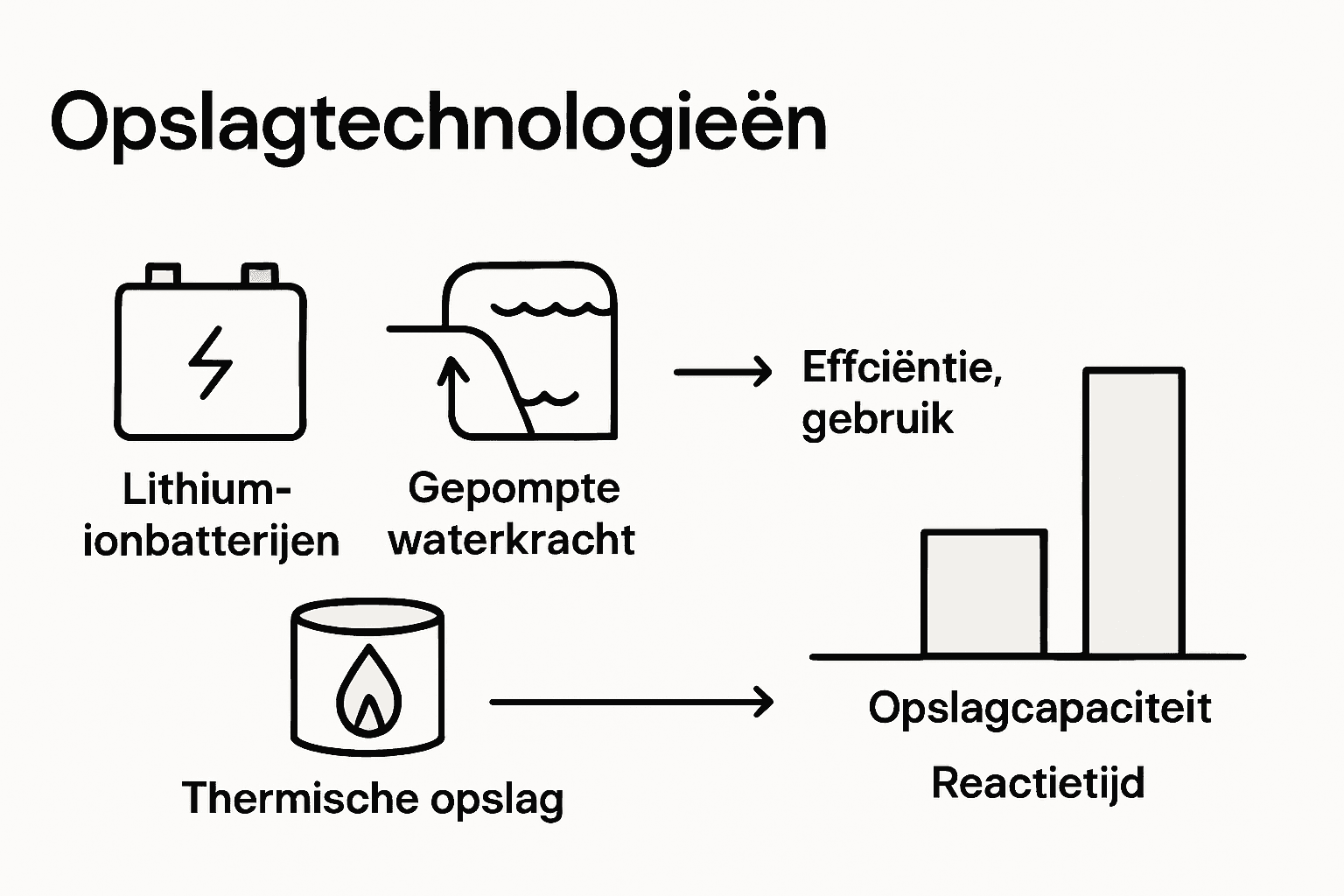 Infographic: een overzicht van verschillende technieken voor energieopslag