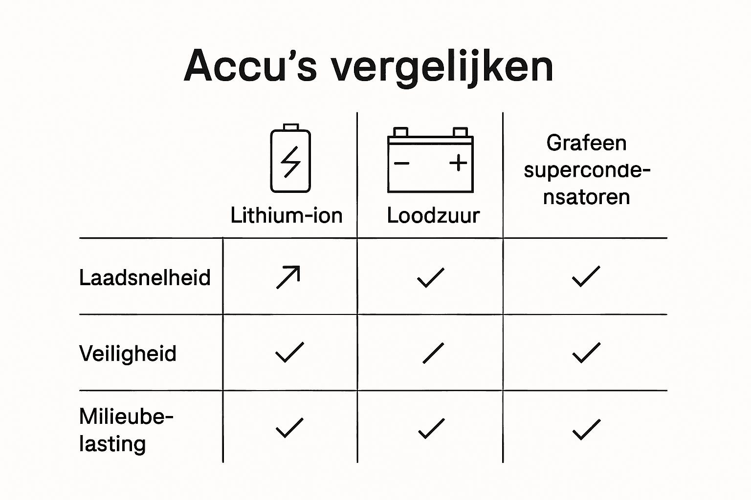 Infographic: vergelijking van accutechnologieën