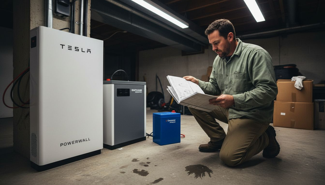 Technician reviews home battery options