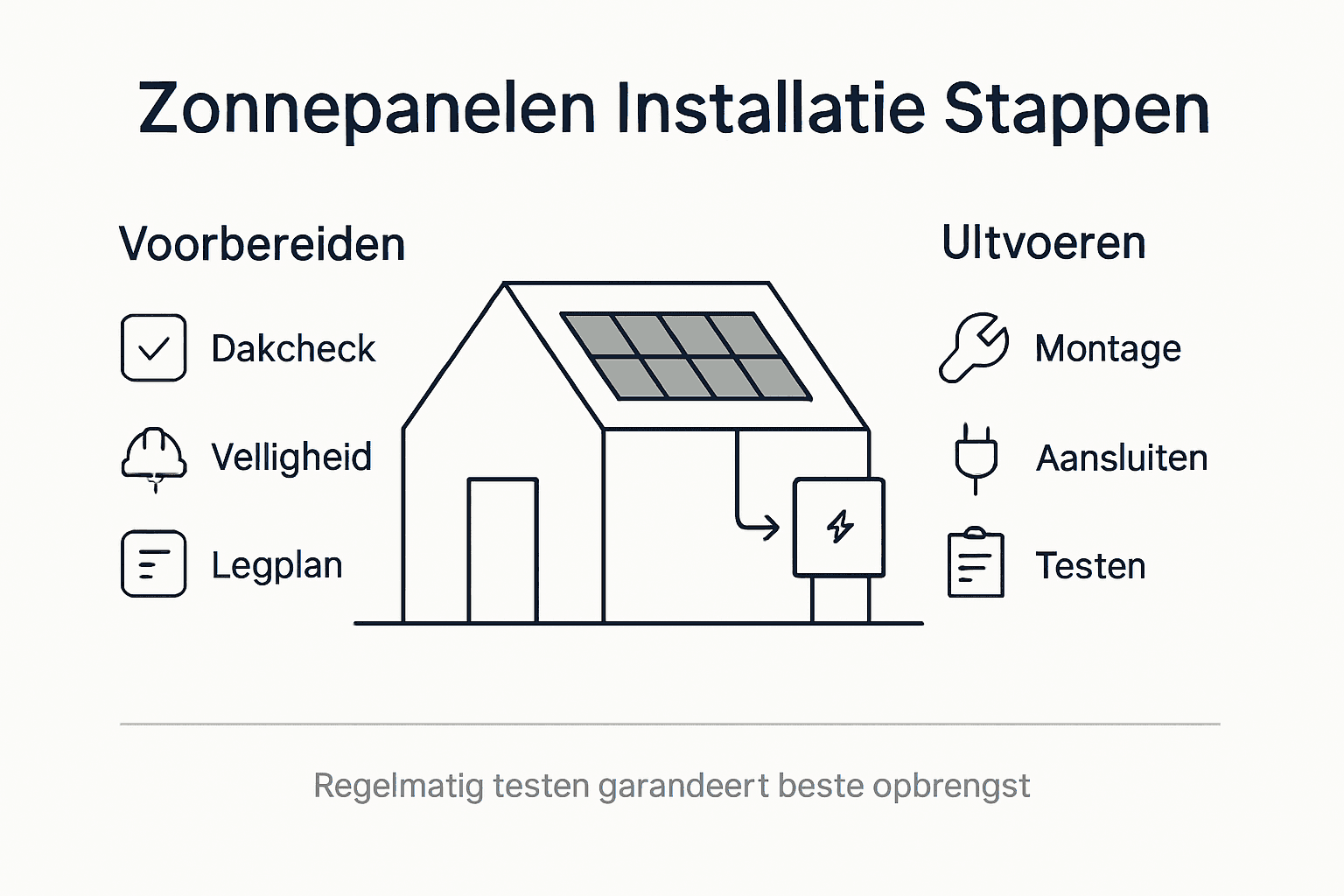 Overzichtelijke infographic: zo verloopt de installatie van zonnepanelen stap voor stap