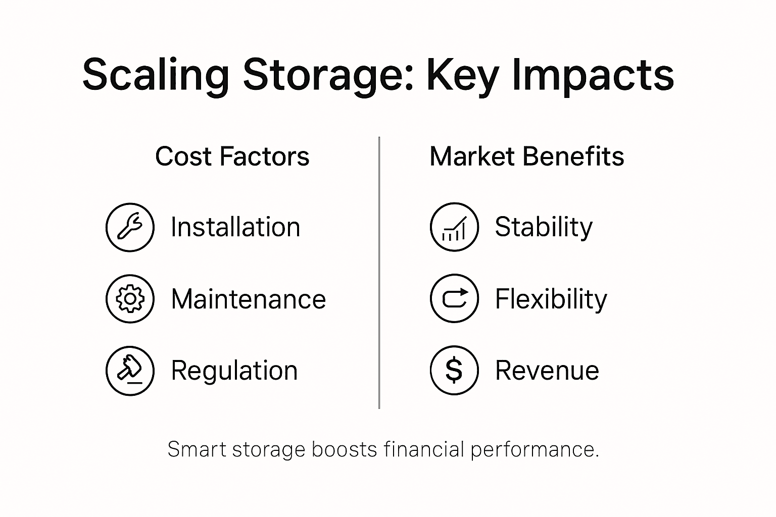 Infographic showing storage costs and market benefits