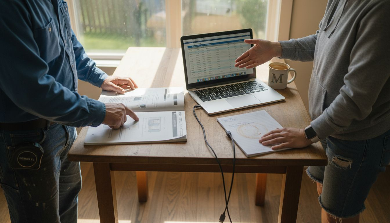 Comparing home battery types at kitchen table