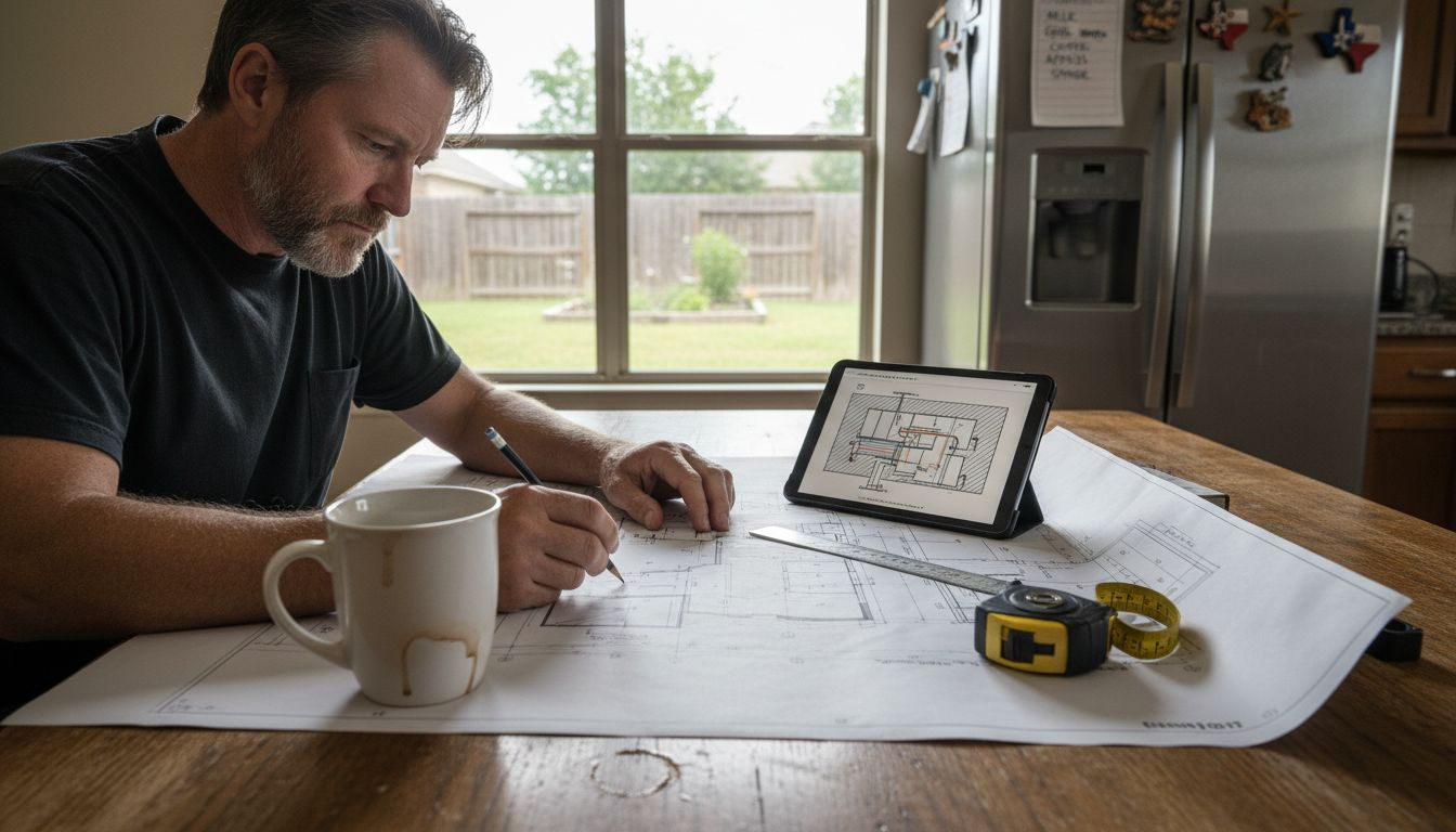 Homeowner planning solar panel system layout