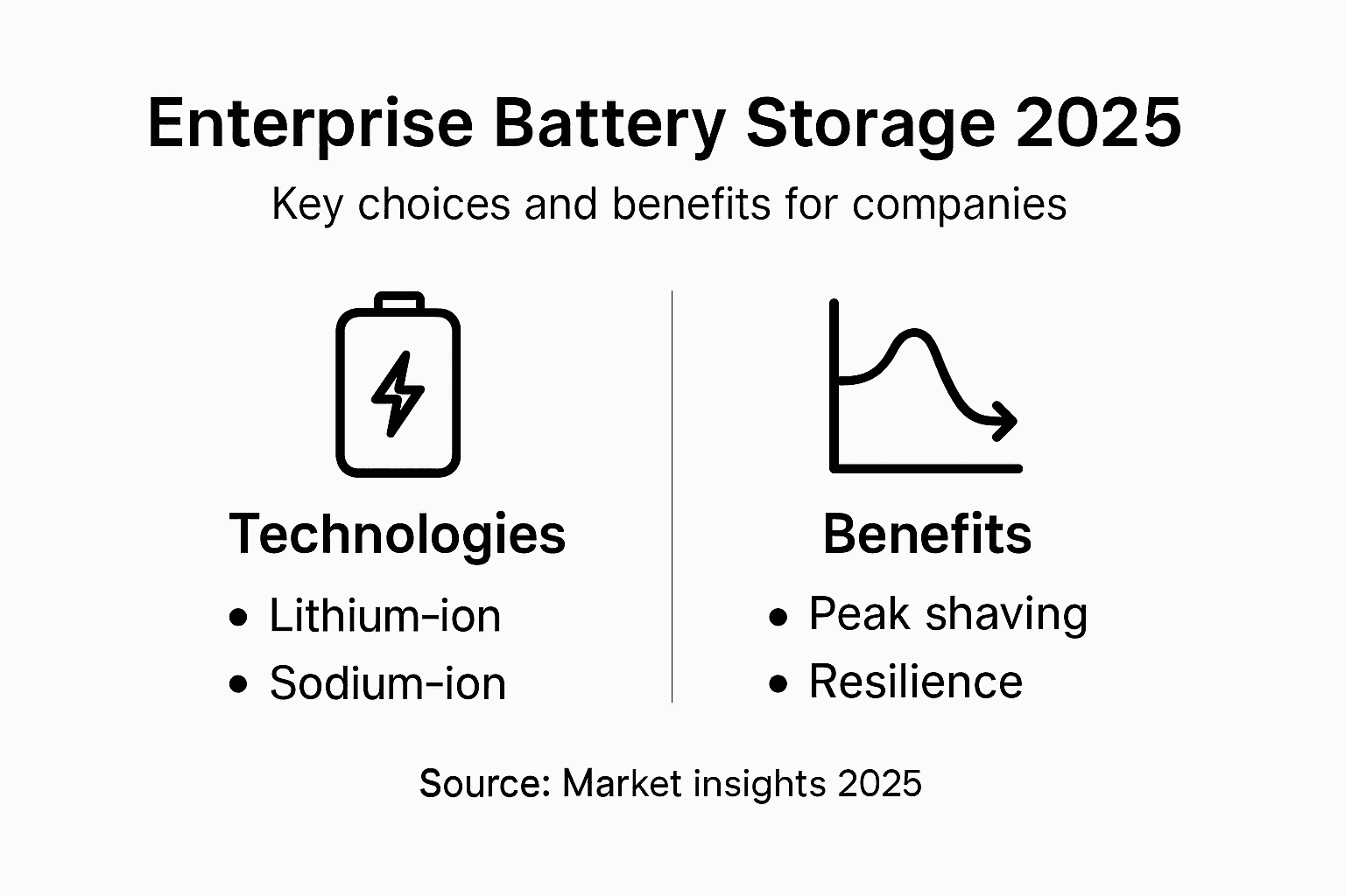 Infographic enterprise battery storage technologies benefits