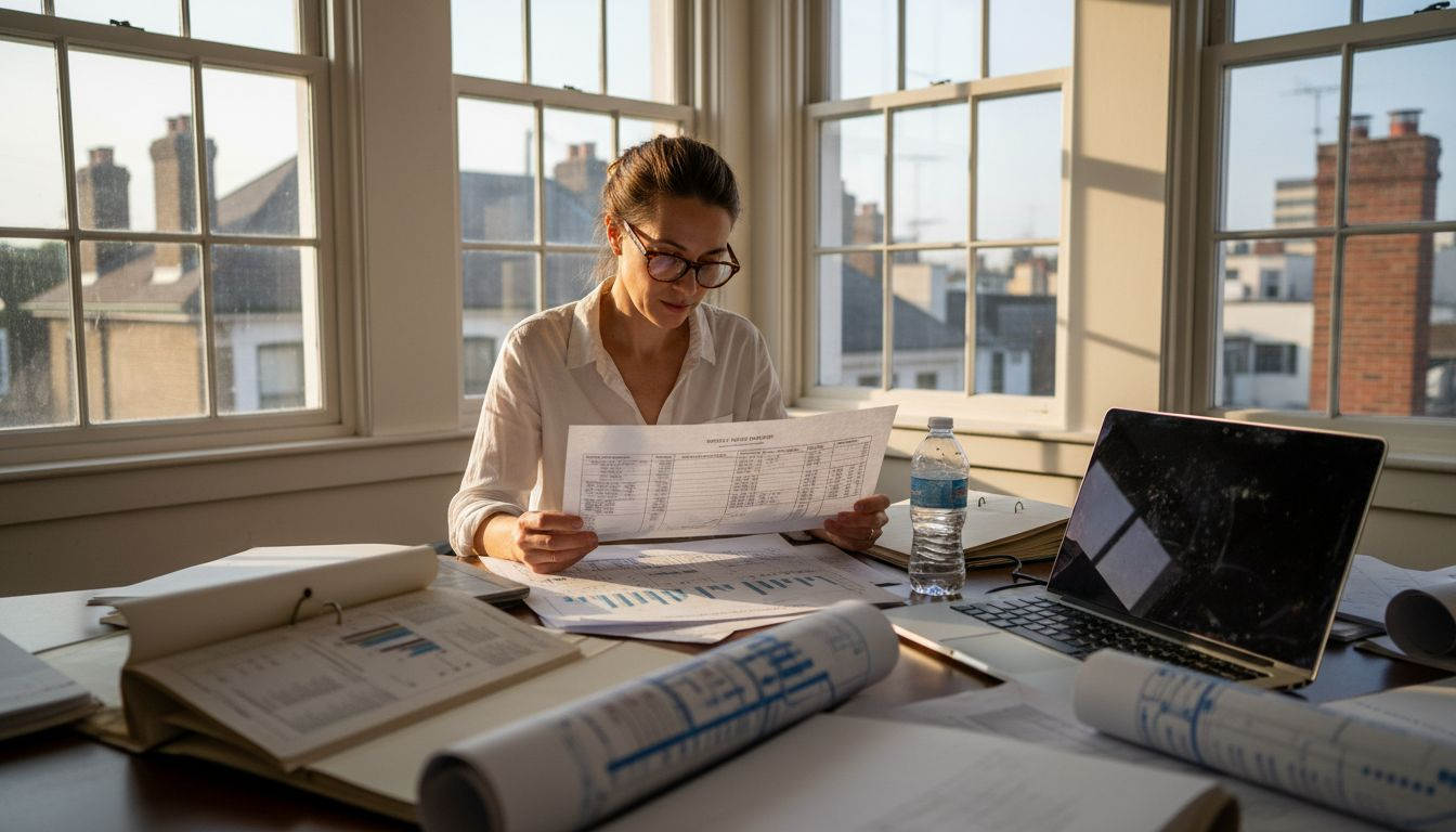 Consultant reviewing solar energy audit report