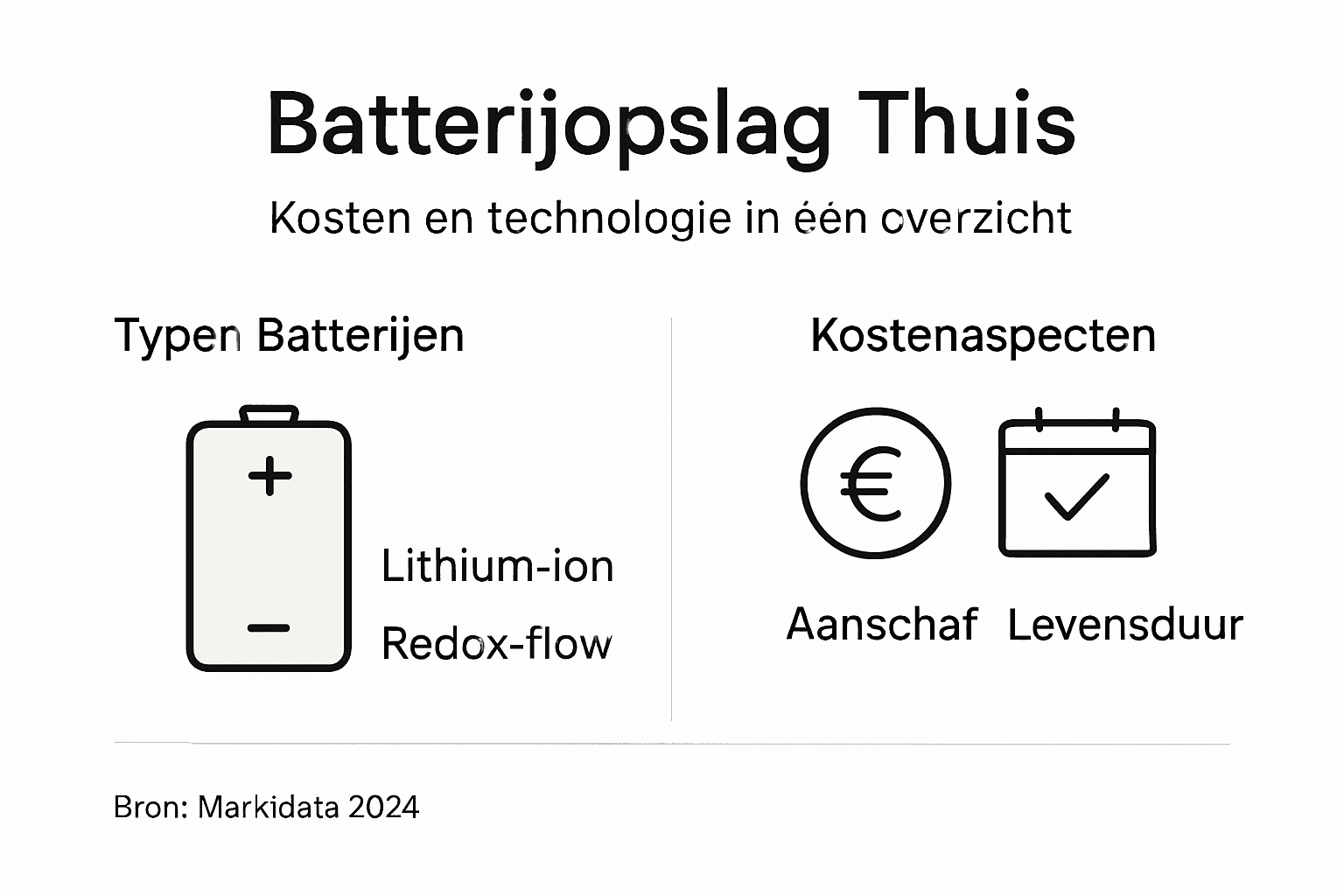 In deze infographic krijg je een helder overzicht van verschillende batterijsoorten en wat ze kosten.