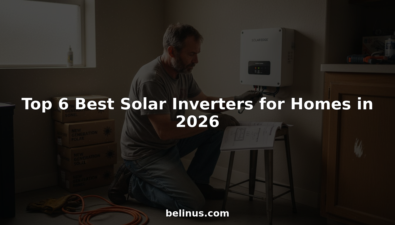 Homeowner installing solar inverter in utility room