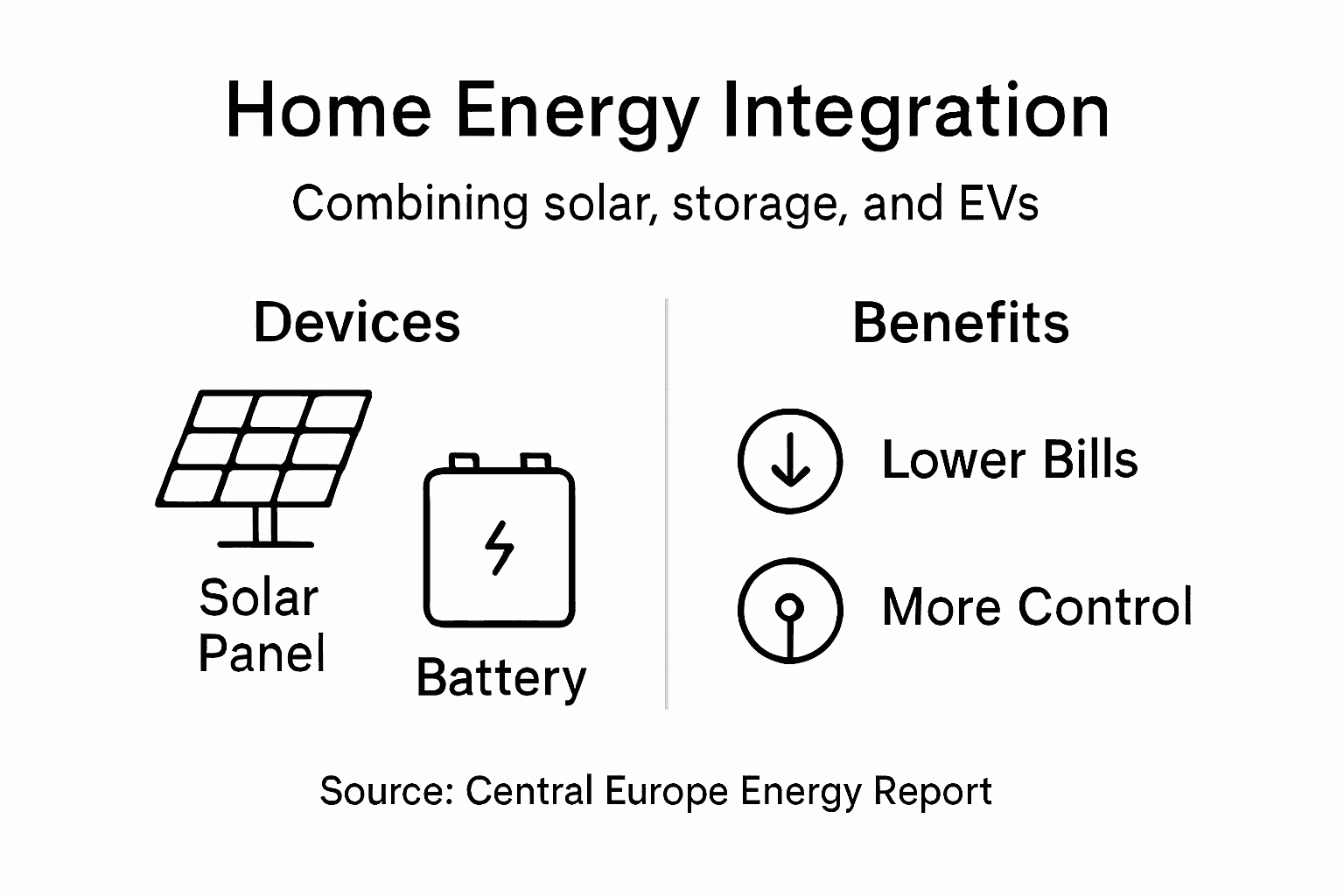 Infographic on integrating solar, batteries, EV charging