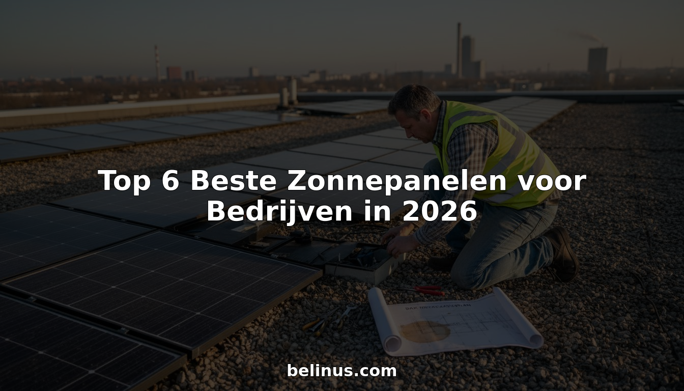 De facilitair manager loopt het dak van het bedrijfspand na om de zonnepanelen te controleren.