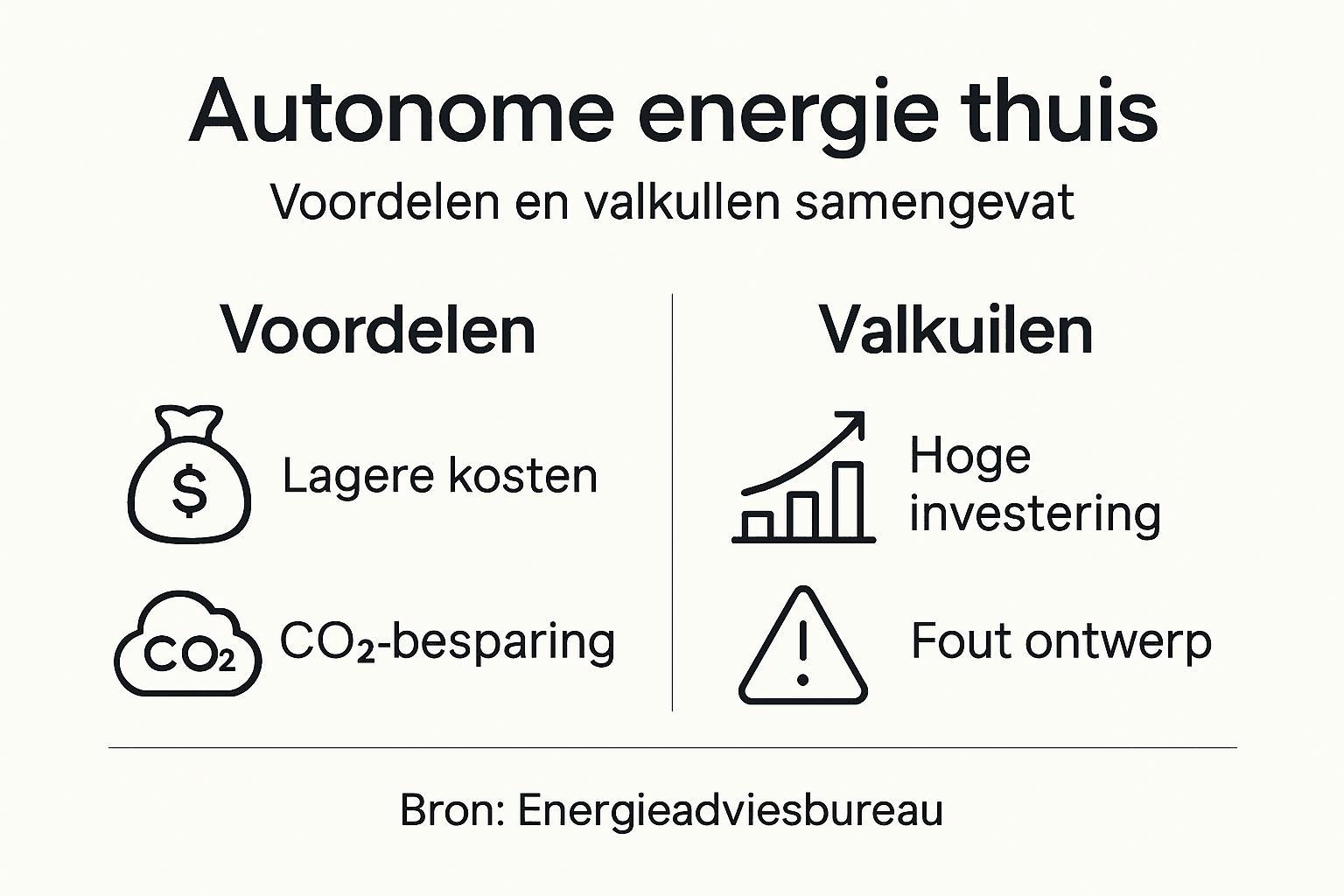 Infographic: de plus- en minpunten van zelfvoorzienende energie