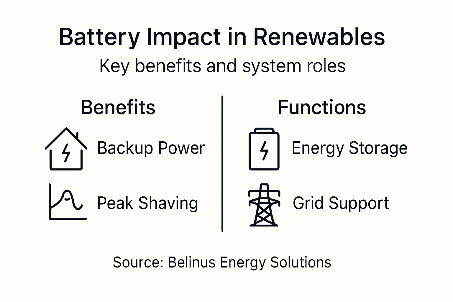 Infographic on battery benefits and functions