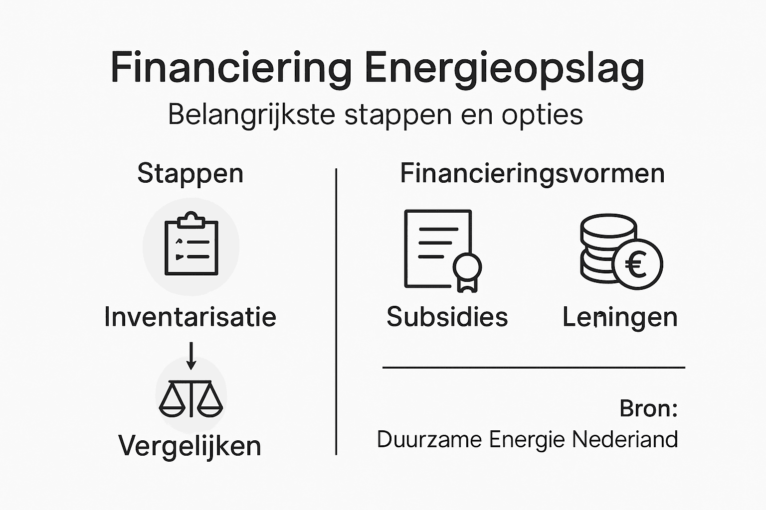 Overzicht: stappenplan en financieringsmogelijkheden voor energieopslag