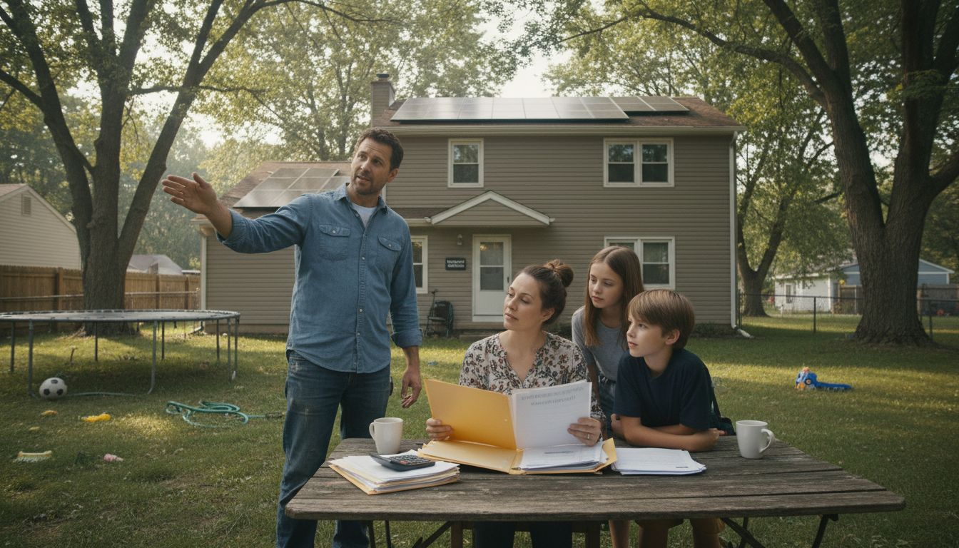 Family reviewing solar financing at home