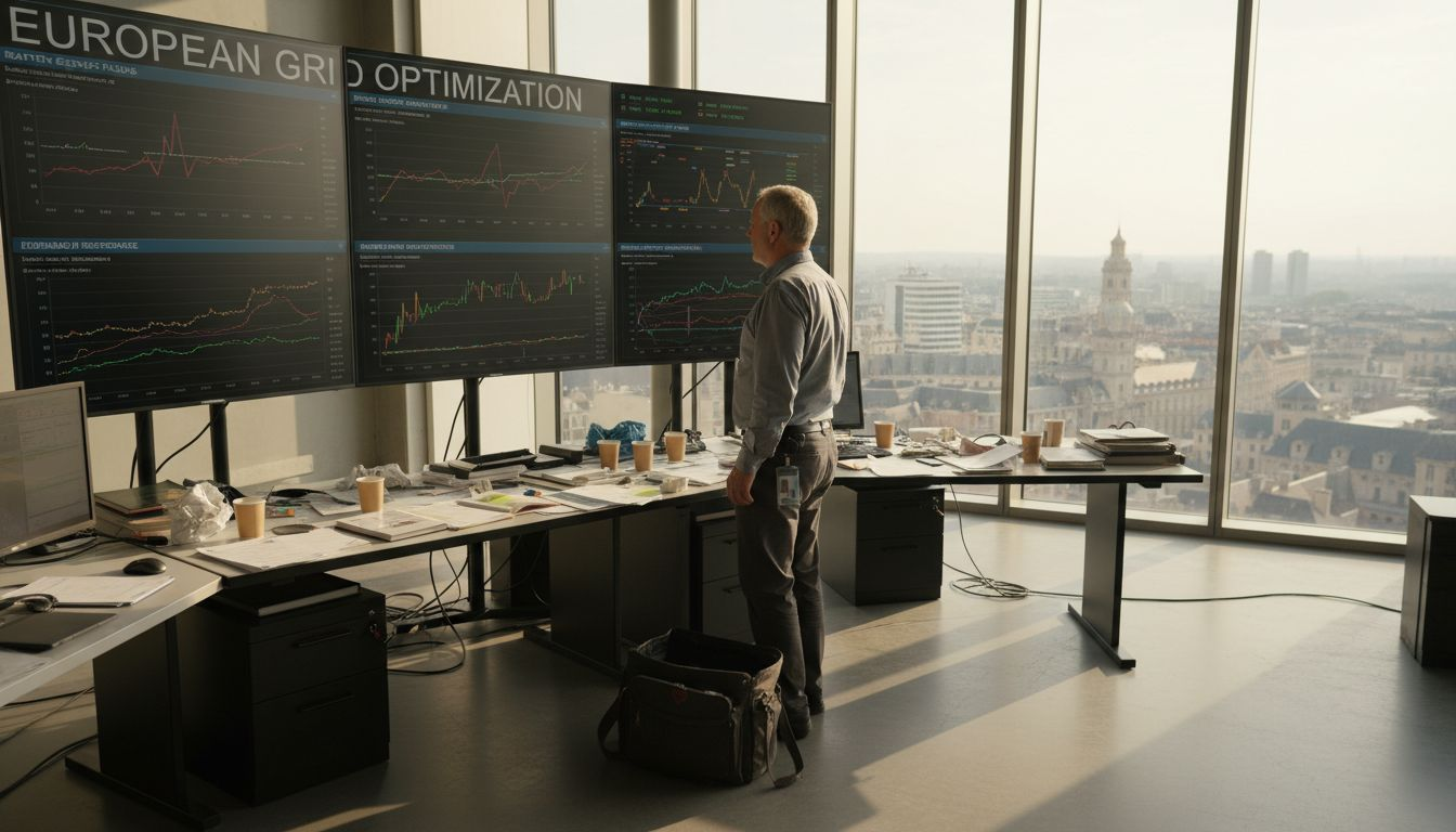 Energy technician overseeing European grid operations