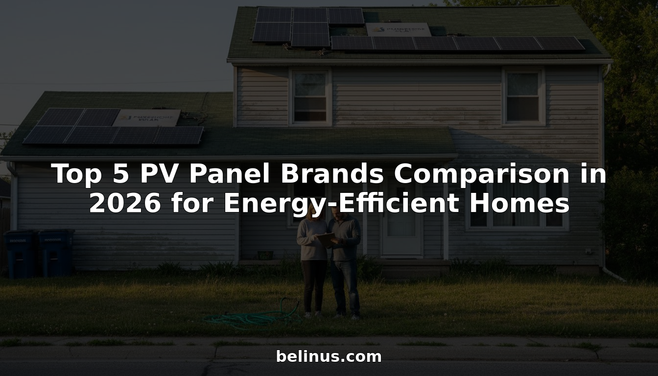 Homeowners review solar panels installed on roof