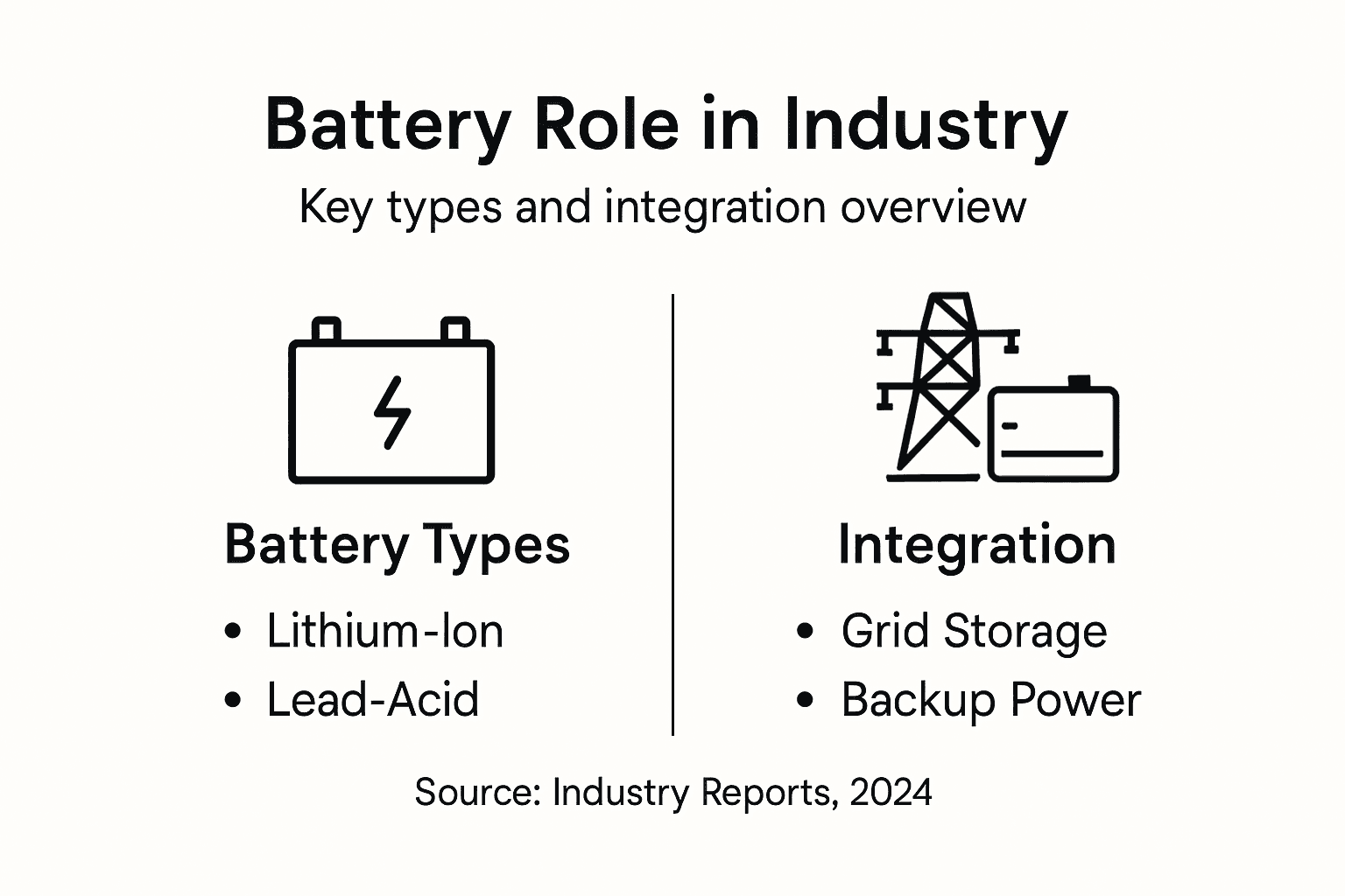 Infographic of battery types and integration methods
