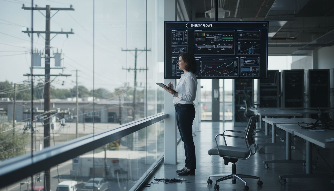 Engineer reviewing EMS dashboard analysis