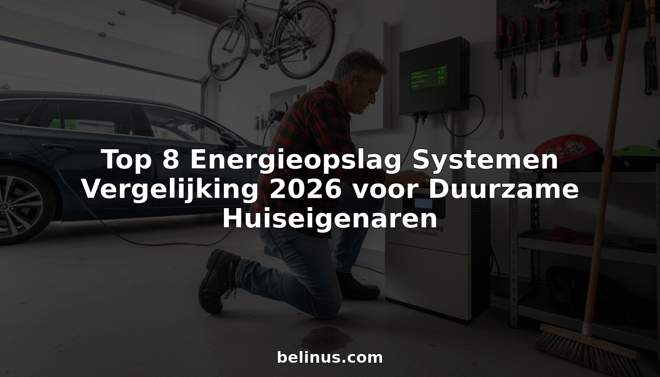 Een huiseigenaar controleert het moderne opslagsysteem voor energie in zijn garage.
