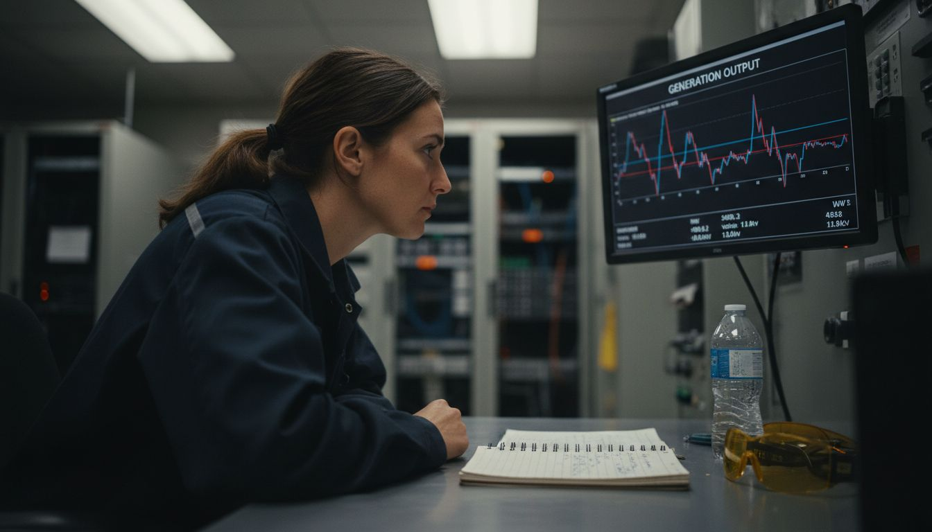 Engineer monitoring flexible power plant controls