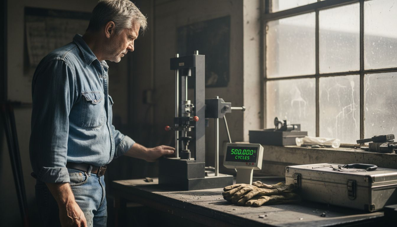 Technician monitoring supercapacitor cycling process