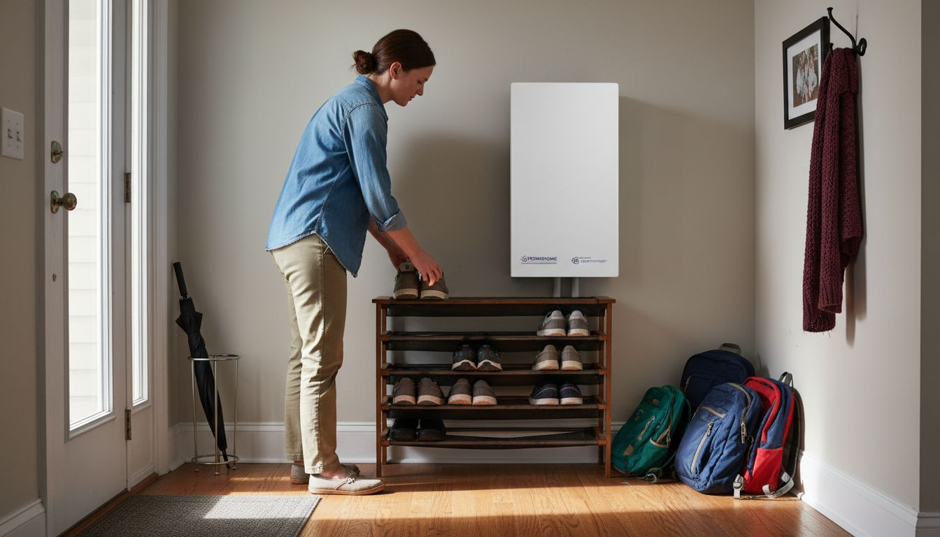 Battery enclosure fits hallway residential space