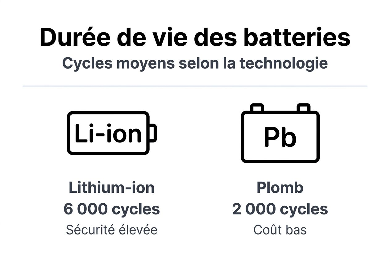 Infographie : comparaison des différents cycles de vie des batteries