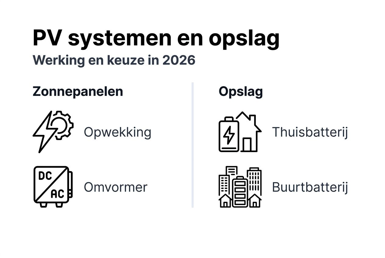 Overzichtelijke infographic van zonnepanelen en energieopslag
