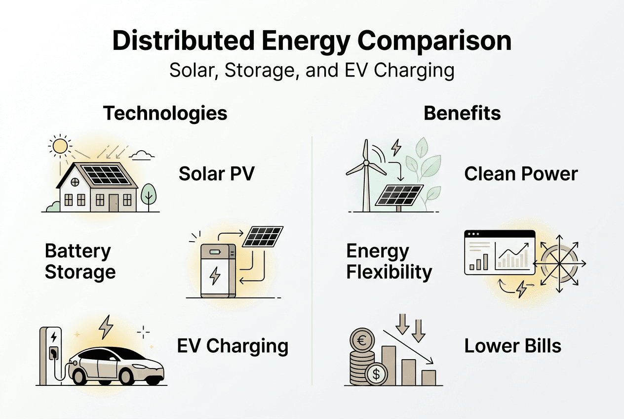 Infographic comparing distributed energy solutions