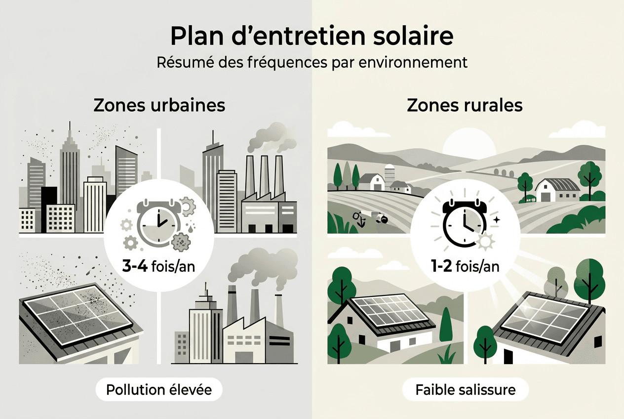 Calendrier visuel pour l’entretien des panneaux solaires : toutes les étapes clés à ne pas manquer tout au long de l’année.