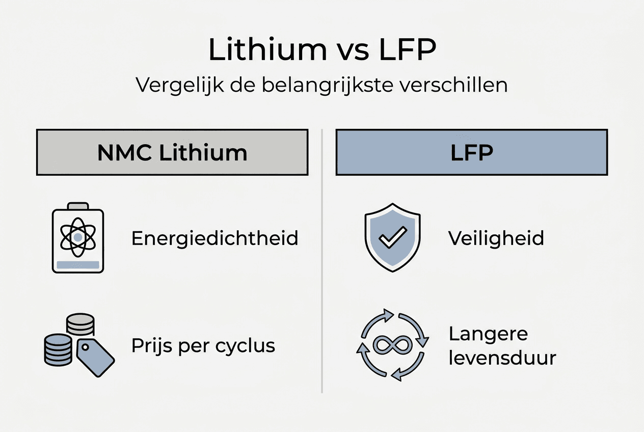 Infographic: vergelijking tussen lithium- en LFP-accu’s