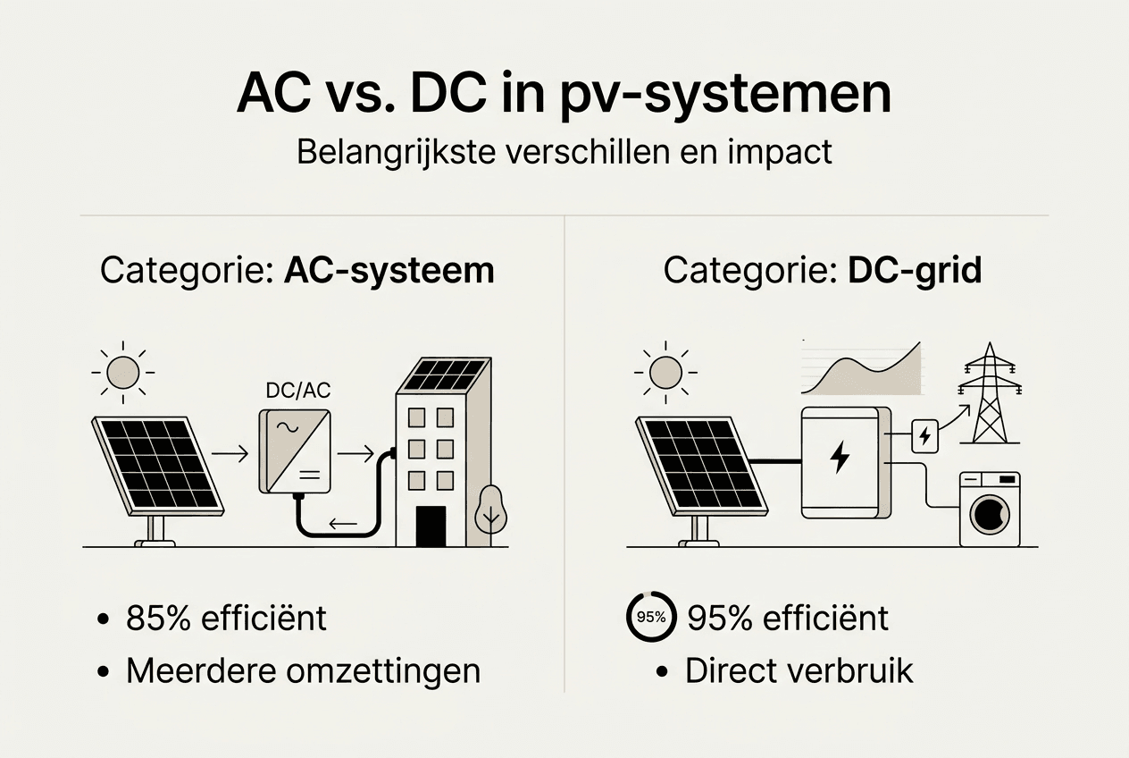 Infographic: Vergelijking tussen AC- en DC-zonnestroomsystemen