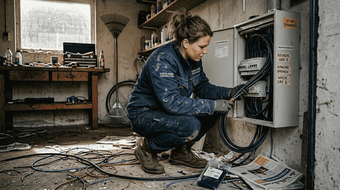 Voordat een laadpaal wordt geïnstalleerd, komt een elektricien eerst langs om de elektrische installatie in huis te controleren.