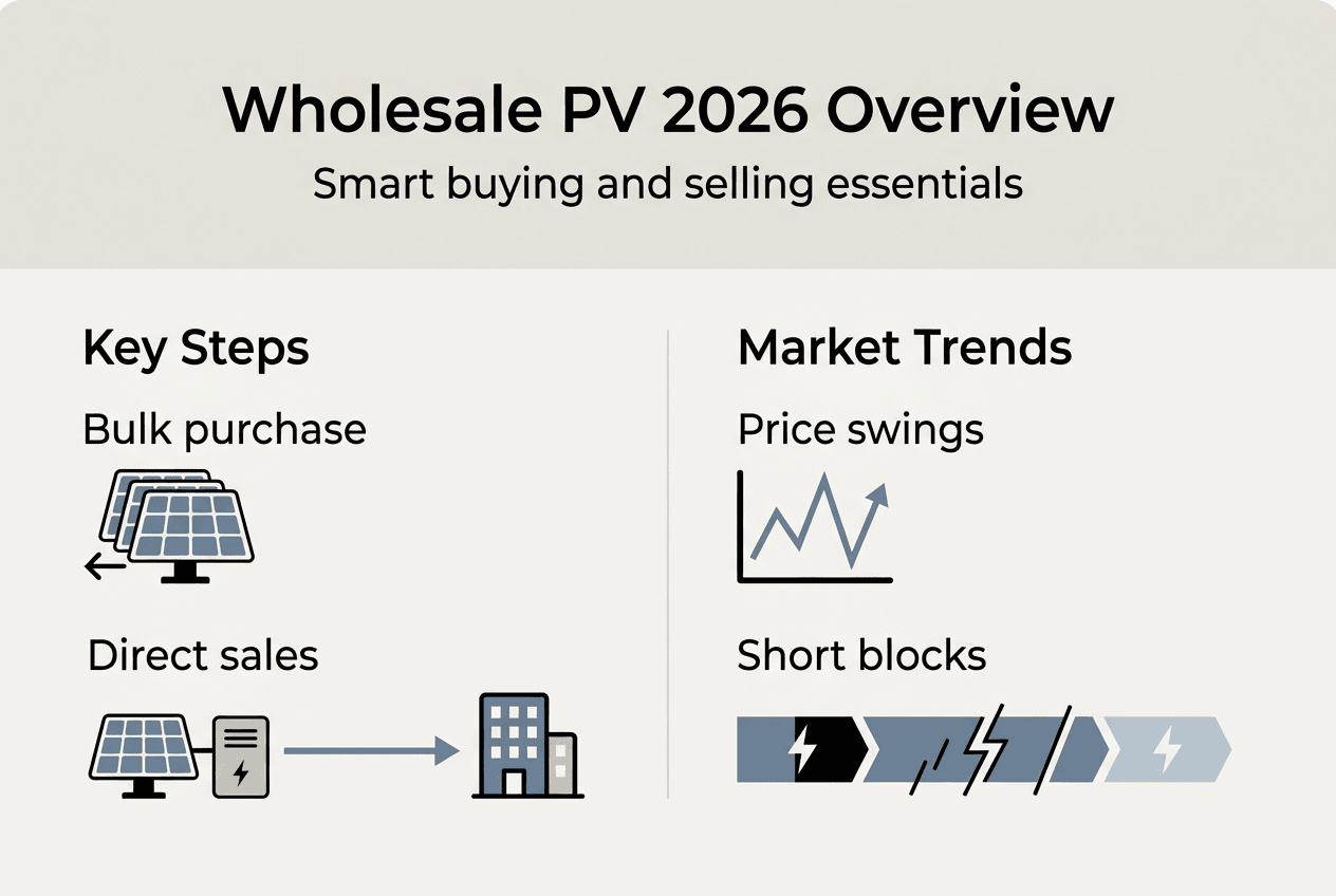 Infographic explaining wholesale PV steps and trends